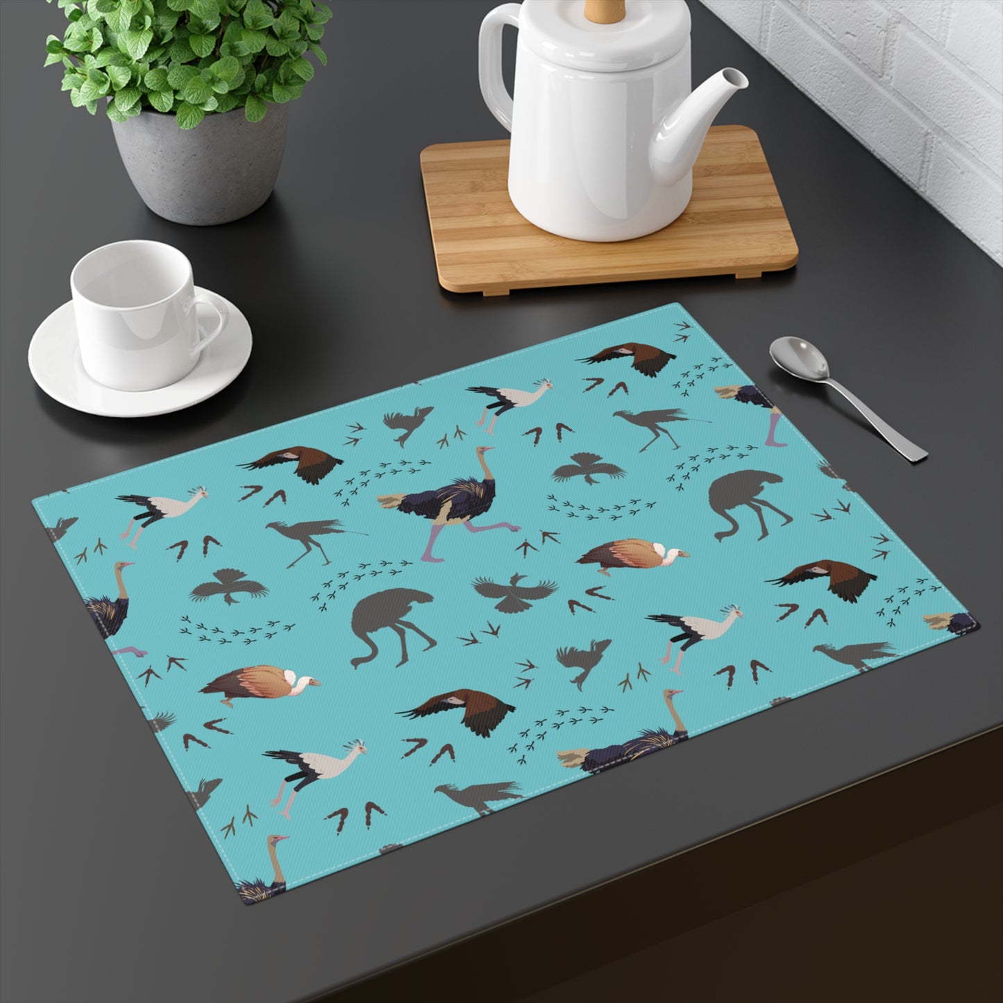 Placemat - Safari Bird Print (Sky Blue)