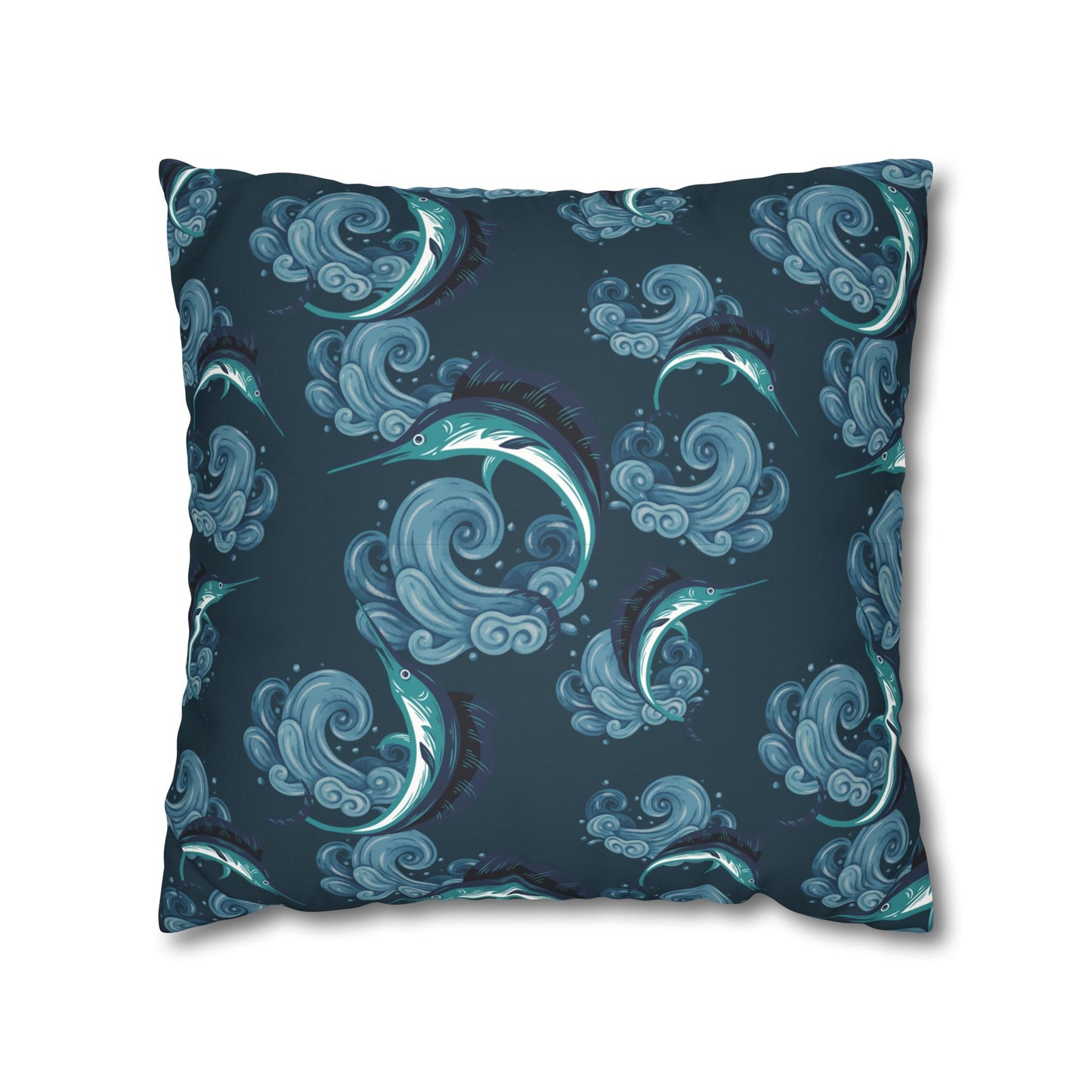 Jumping Marlin Lux Faux Suede Throw Pillow Cover – 18" x 18" & 20" x 20"