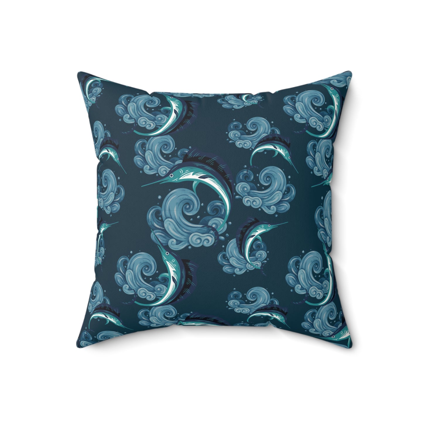 Jumping Marlin Lux Faux Suede Throw Pillow with Insert - 18" x 18", 20" x 20"