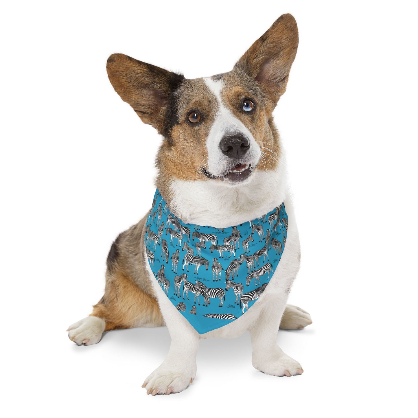 Zebra Herd Pet Bandana Collar for Dogs (Turquoise), Cute Dog Fashion, Summer Pet Accessory, Gift for Dog Lovers, Dog Birthday Bandana