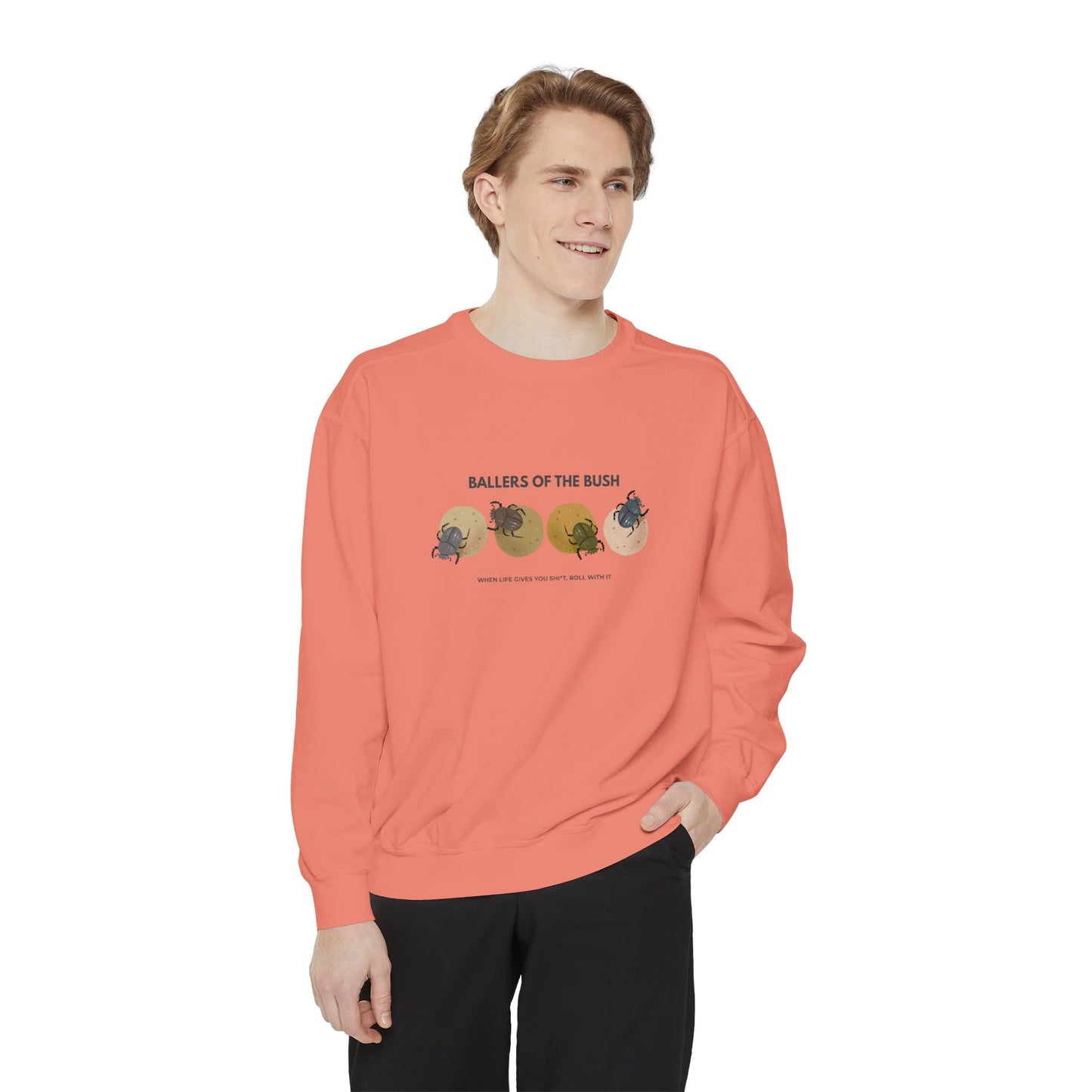 Rolling Dung Beetle Design Sweatshirt, Cozy Unisex Pullover, Perfect for Nature Lovers, Gifts for Biologists, Casual Layering Piece