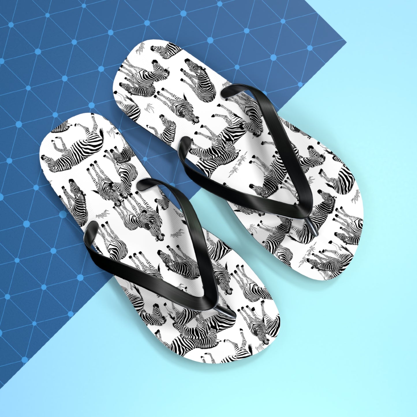 Zebra Print Flip Flops (White), Summer Sandals, Beach Footwear, Vacation Essentials, Gift for Nature Lovers, Cute Outdoor Wear
