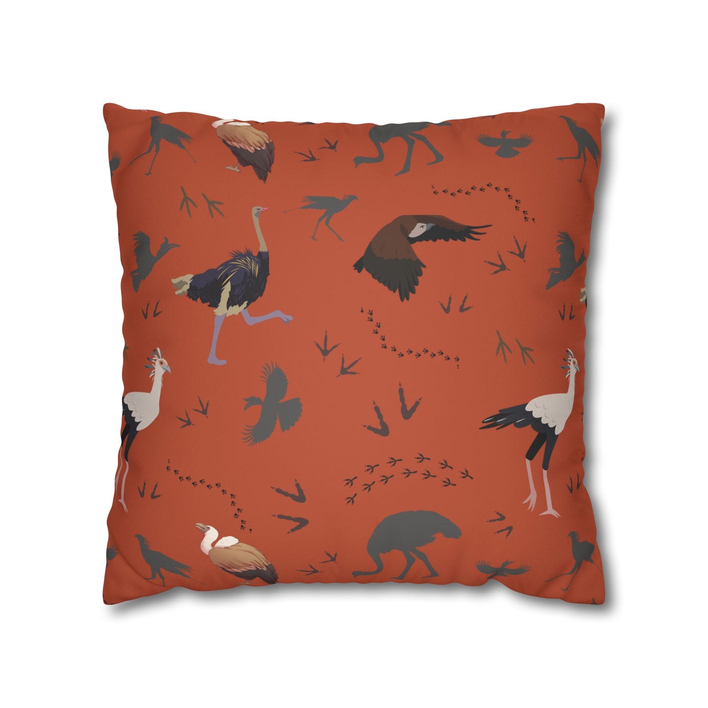 Safari Bird Lux Faux Suede Pillow Cover (Tsavo Dust) – 18" x 18" & 20" x 20"
