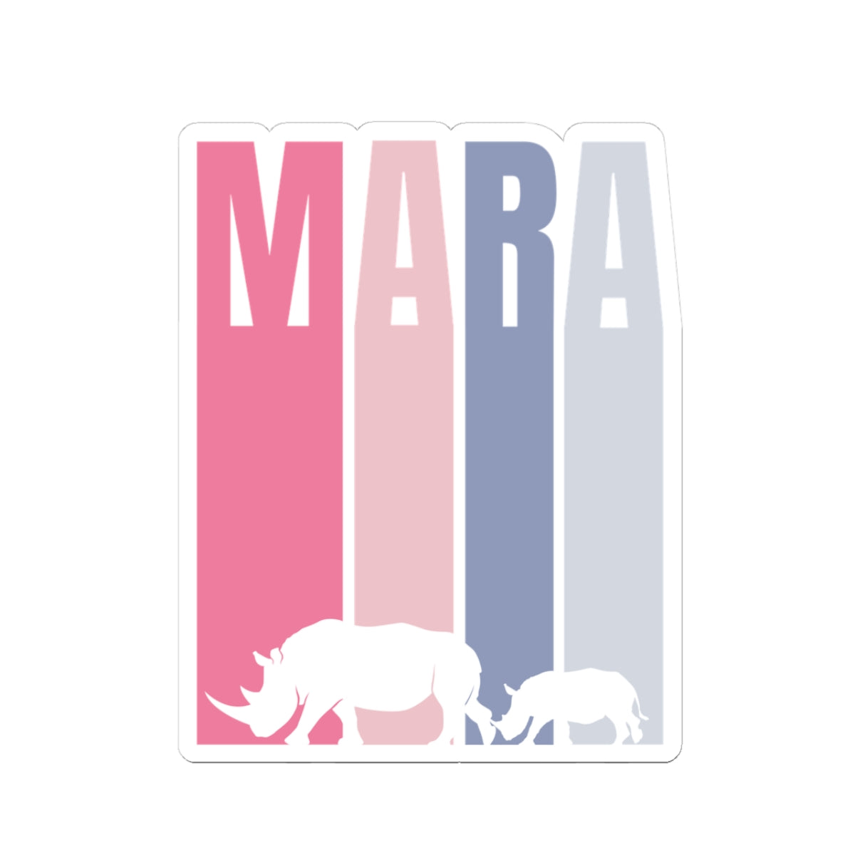 Safari Themed, Mummy and baby Rhino, Masai Mara, Pink, Vibrant Kiss-Cut Stickers for Laptop, Scrapbooking, Gifts, Eco-Friendly Decor, Customizable Designs
