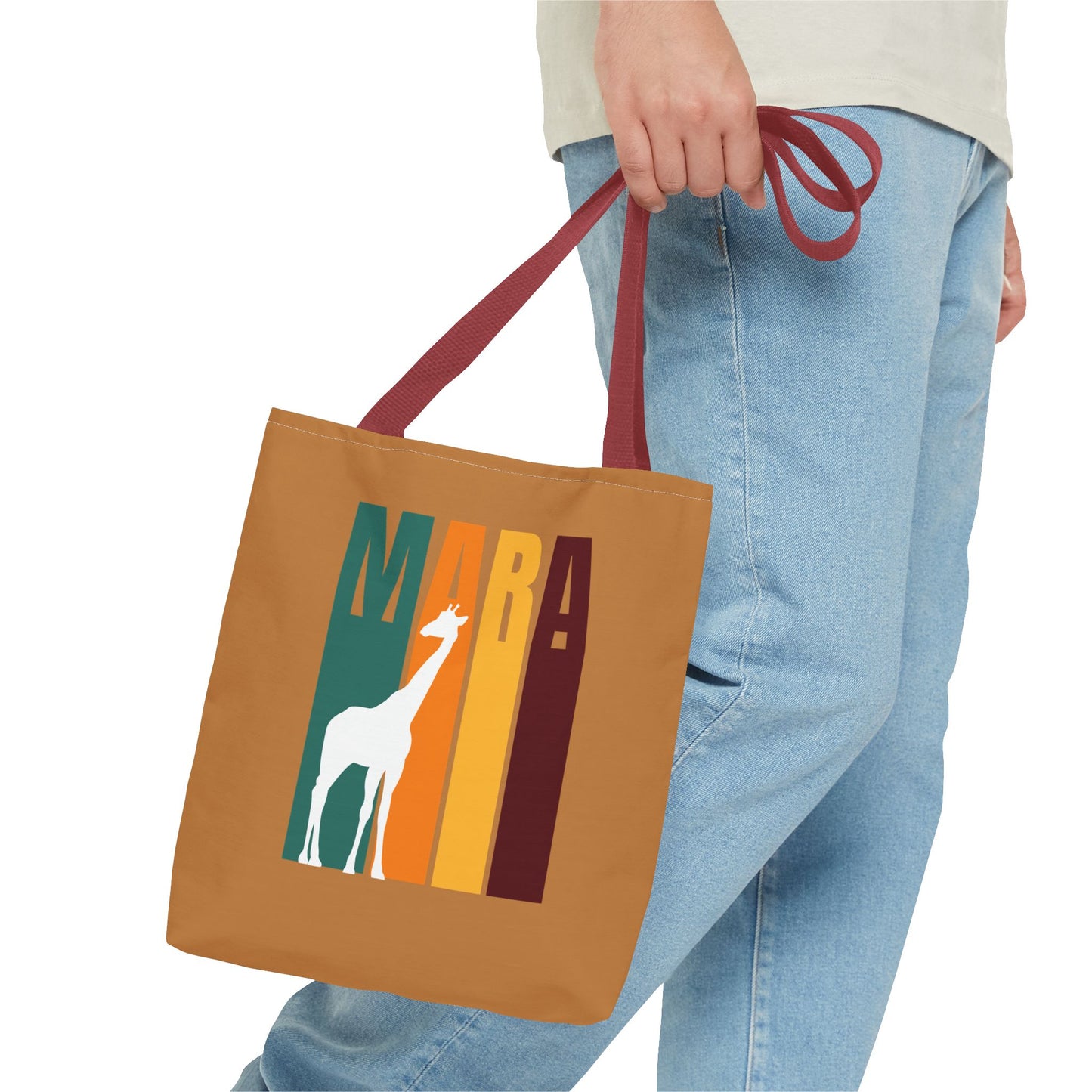 Giraffe Print Tote Bag (Light Brown), Masai Mara Safari, Eco-Friendly Shopping Tote, Stylish Animal Lovers Gift, Casual Handbag, Birthday or Holiday Gift