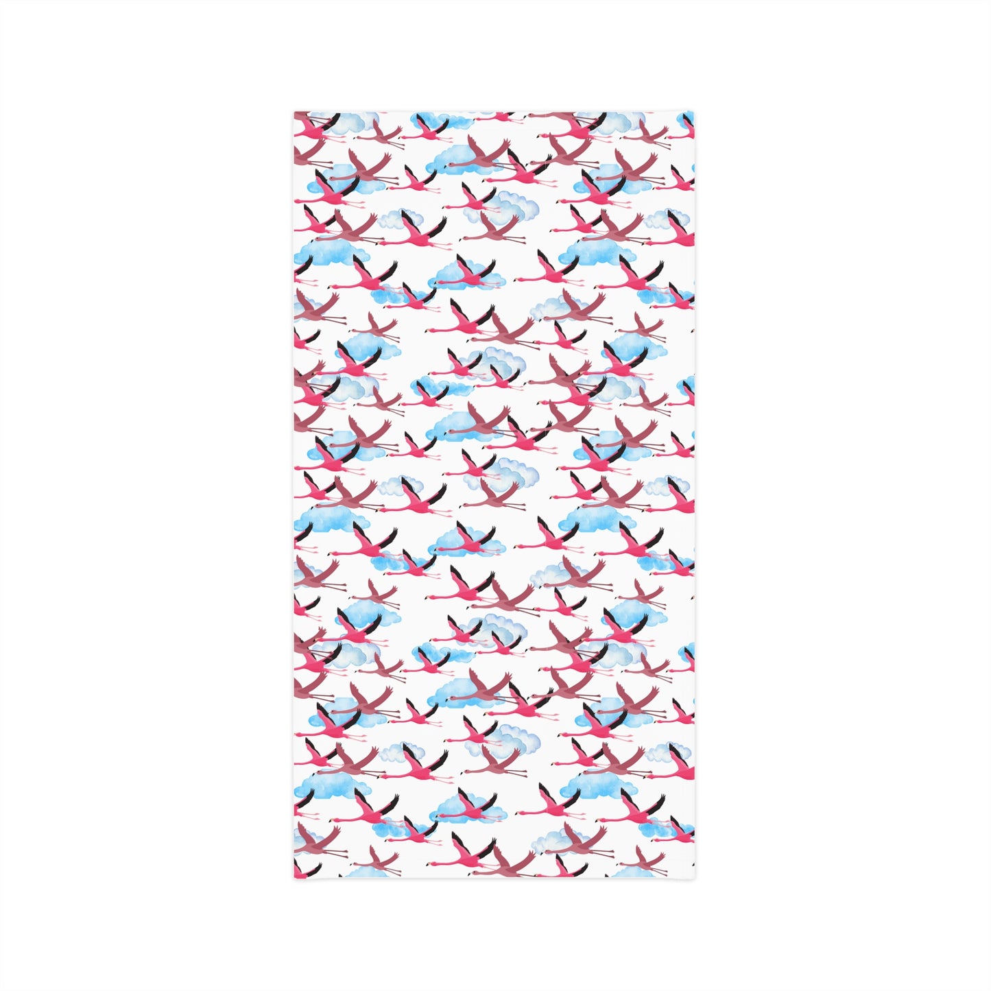Colorful Lightweight Neck Gaiter with Flying Flamingo Design (White), Outdoor Accessory, Unique Gift, Hiking Gear, Nature-Themed Scarf