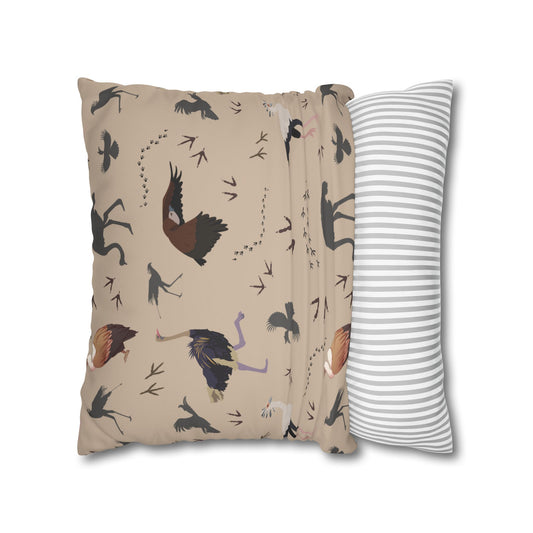 Safari Bird Lux Faux Suede Pillow Cover (Blush Clay) – 18" x 18" & 20" x 20"