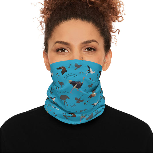Colorful Lightweight Safari Bird Neck Gaiter with Safari Bird Design (Turquoise), Outdoor Accessory, Unique Gift, Hiking Gear, Nature-Themed Scarf