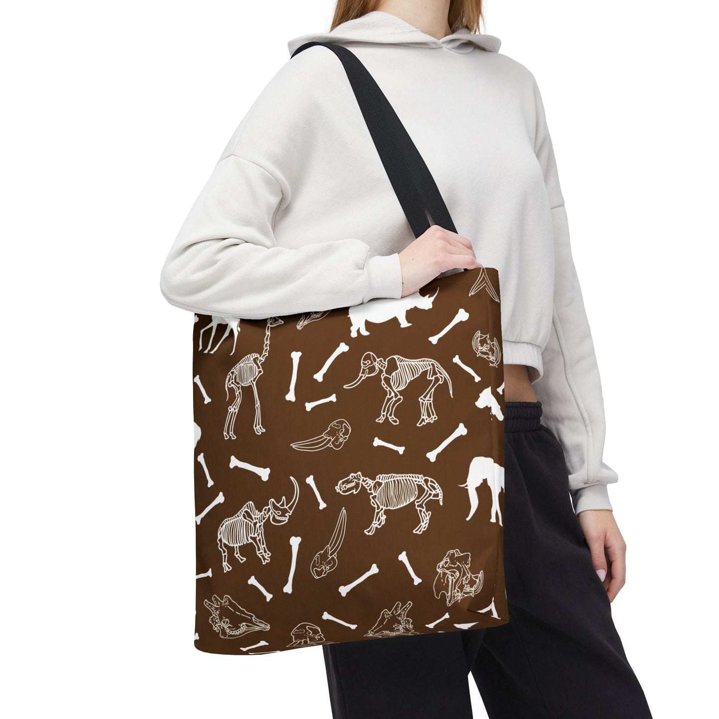 Whimsical Animal Skeletons Tote Bag (Brown), Perfect for Animal Lovers, Halloween, Eco-Friendly Bag, Gift for Pet Owners, Shopping Bag, Halloween Gift