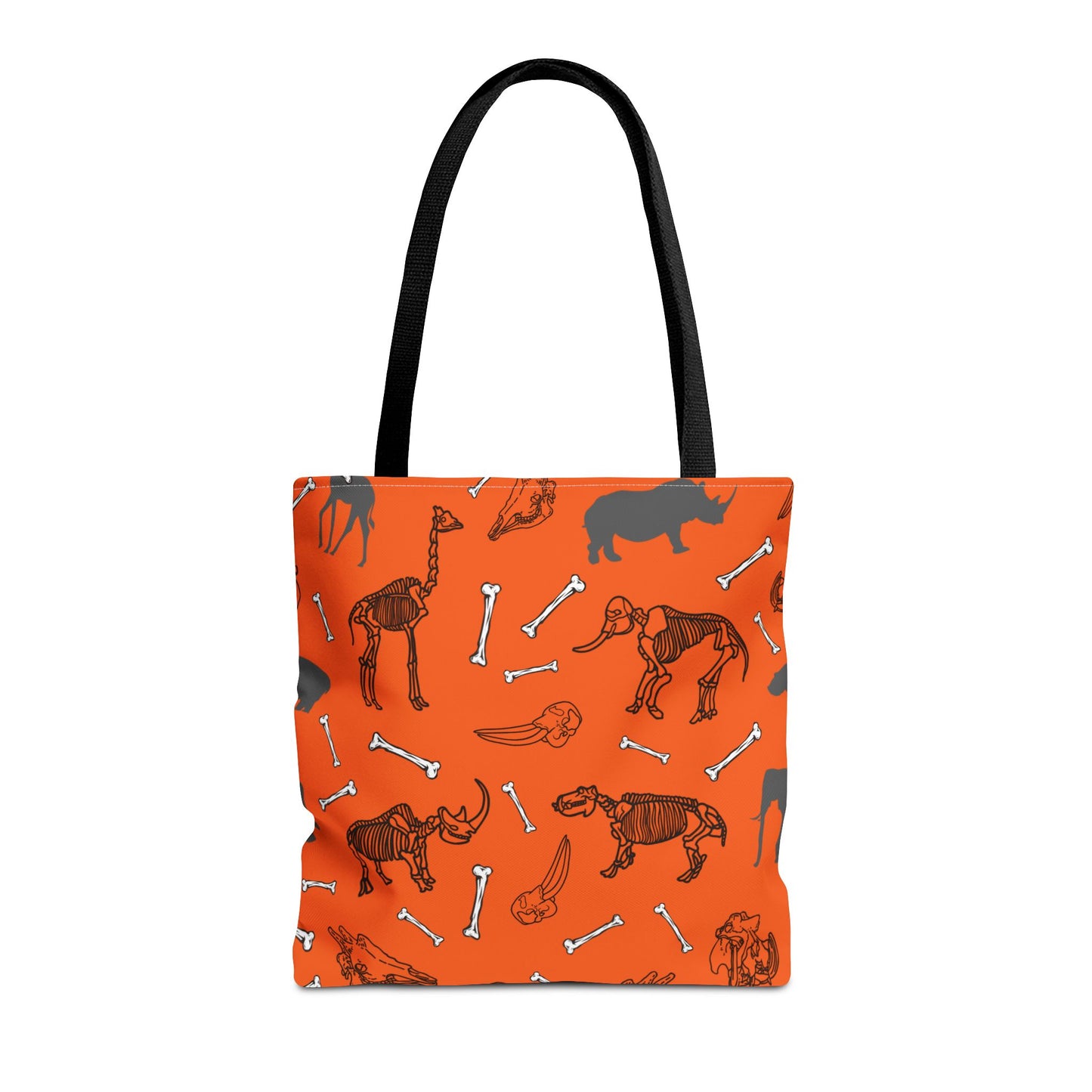Whimsical Herbivore Animal Skeletons Tote Bag (Orange), Perfect for Animal Lovers, Halloween, Eco-Friendly Bag, Gift for Pet Owners, Shopping Bag, Halloween Gift