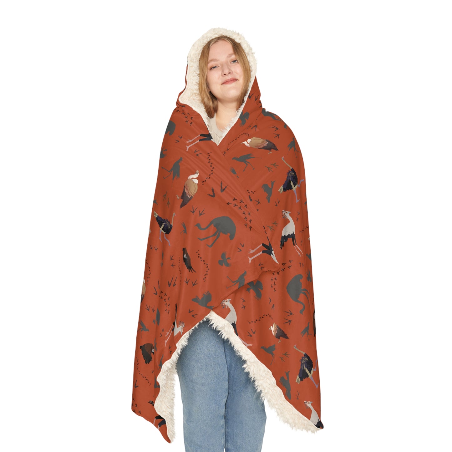 Hooded Snuggle Blanket - Whimsical Safari Bird Print (Tsavo Dust)