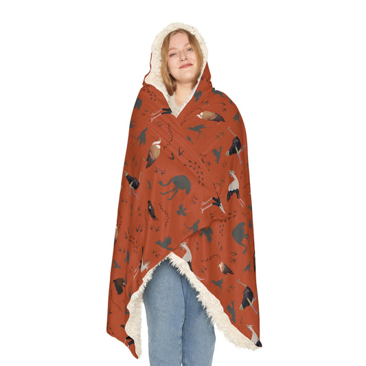 Hooded Snuggle Blanket - Whimsical Safari Bird Print (Tsavo Dust)