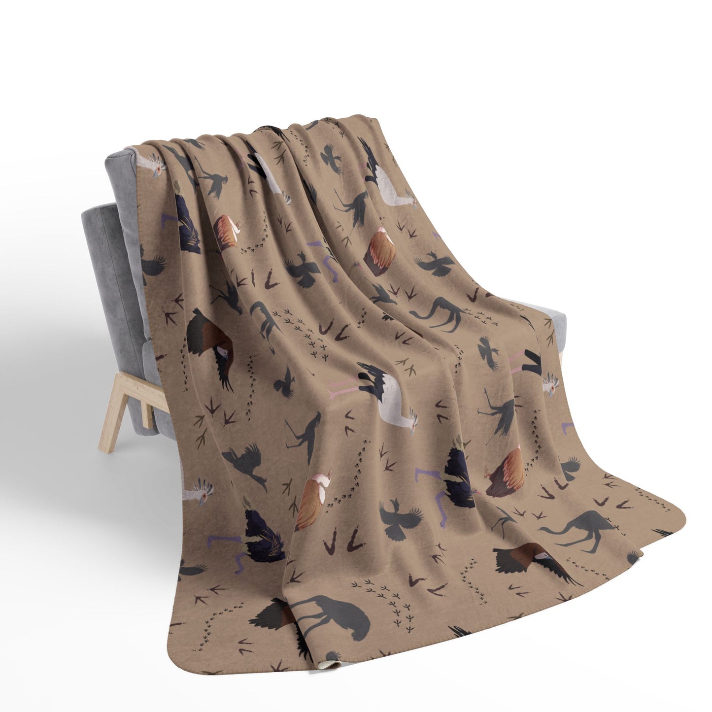 Safari Bird Fleece Sherpa Blanket