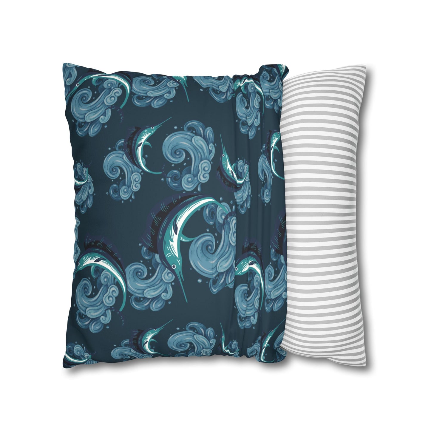 Jumping Marlin Lux Faux Suede Throw Pillow Cover – 18" x 18" & 20" x 20"