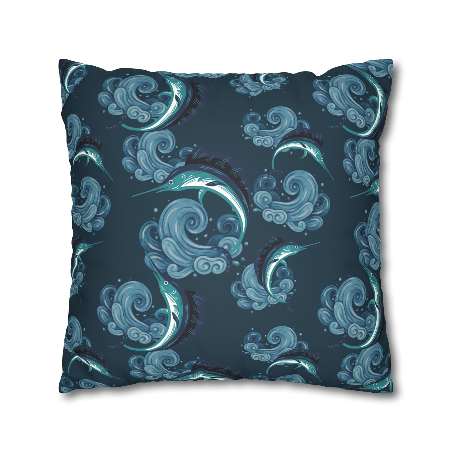 Jumping Marlin Lux Faux Suede Throw Pillow Cover – 18" x 18" & 20" x 20"