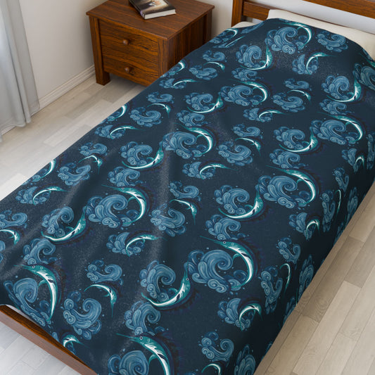 Jumping Marlin Velveteen Plush Blanket