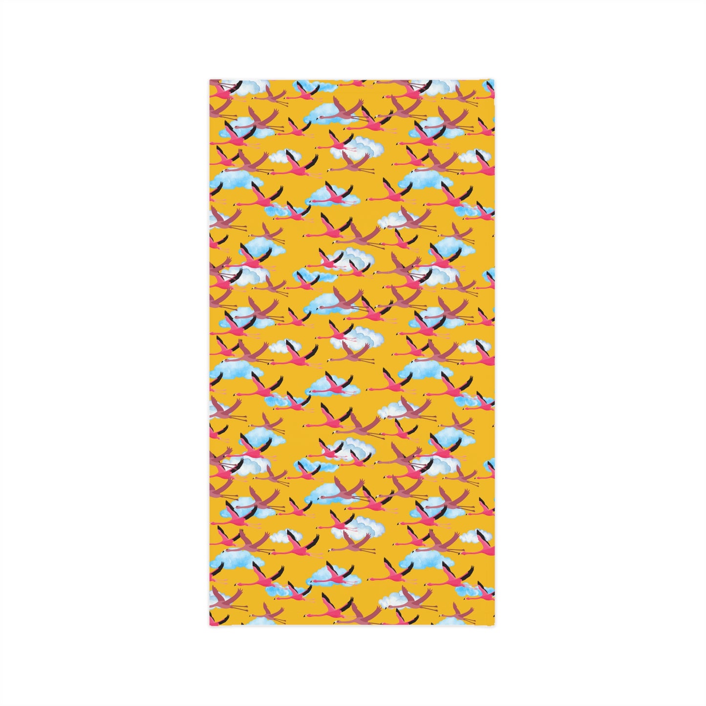 Colorful Lightweight Neck Gaiter with Flying Flamingo Design (Yellow), Outdoor Accessory, Unique Gift, Hiking Gear, Nature-Themed Scarf