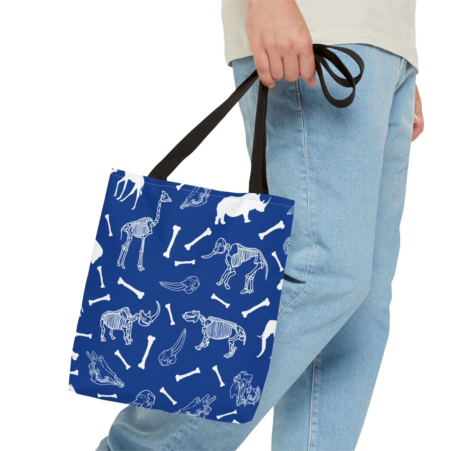 Whimsical Animal Skeletons Tote Bag (Blue), Perfect for Animal Lovers, Halloween, Eco-Friendly Bag, Gift for Pet Owners, Shopping Bag, Halloween Gift