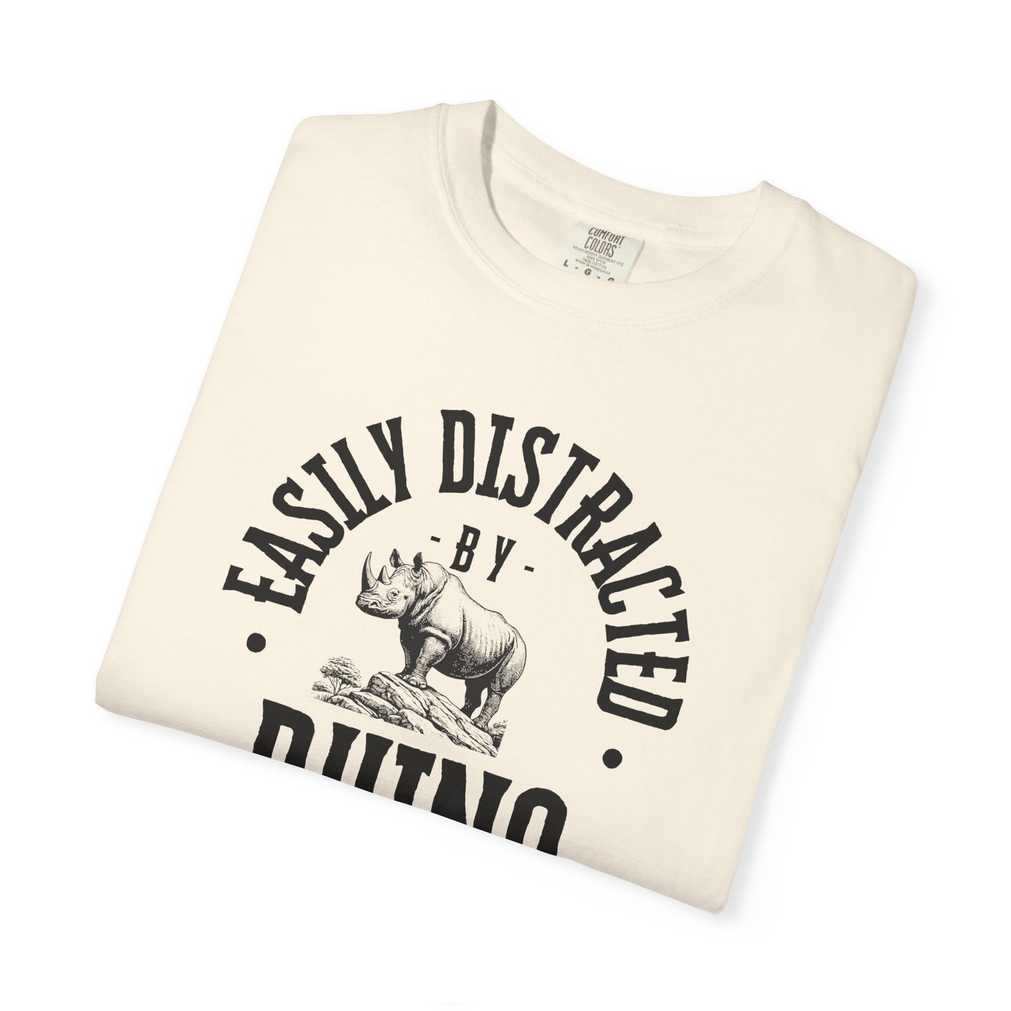 Easily Distracted by Rhino T-Shirt, Funny Gift for Animal Lovers, Casual Unisex Tee, Birthday Gift, Rhino Shirt, Nature Lover Apparel