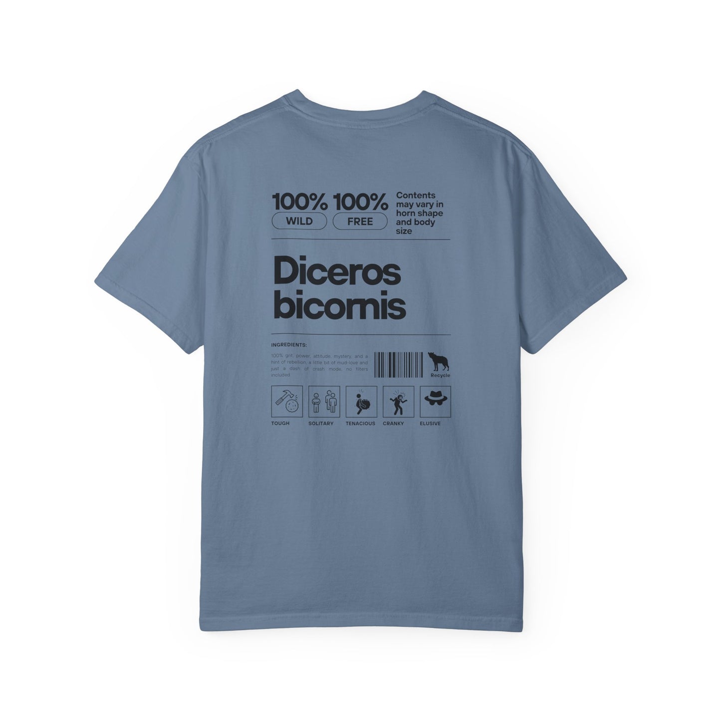 Black Rhino Component Graphic T-Shirt, Unique Casual Wear, Fashionable Gift, Nature Lover Apparel, Perfect for Wildlife Enthusiasts