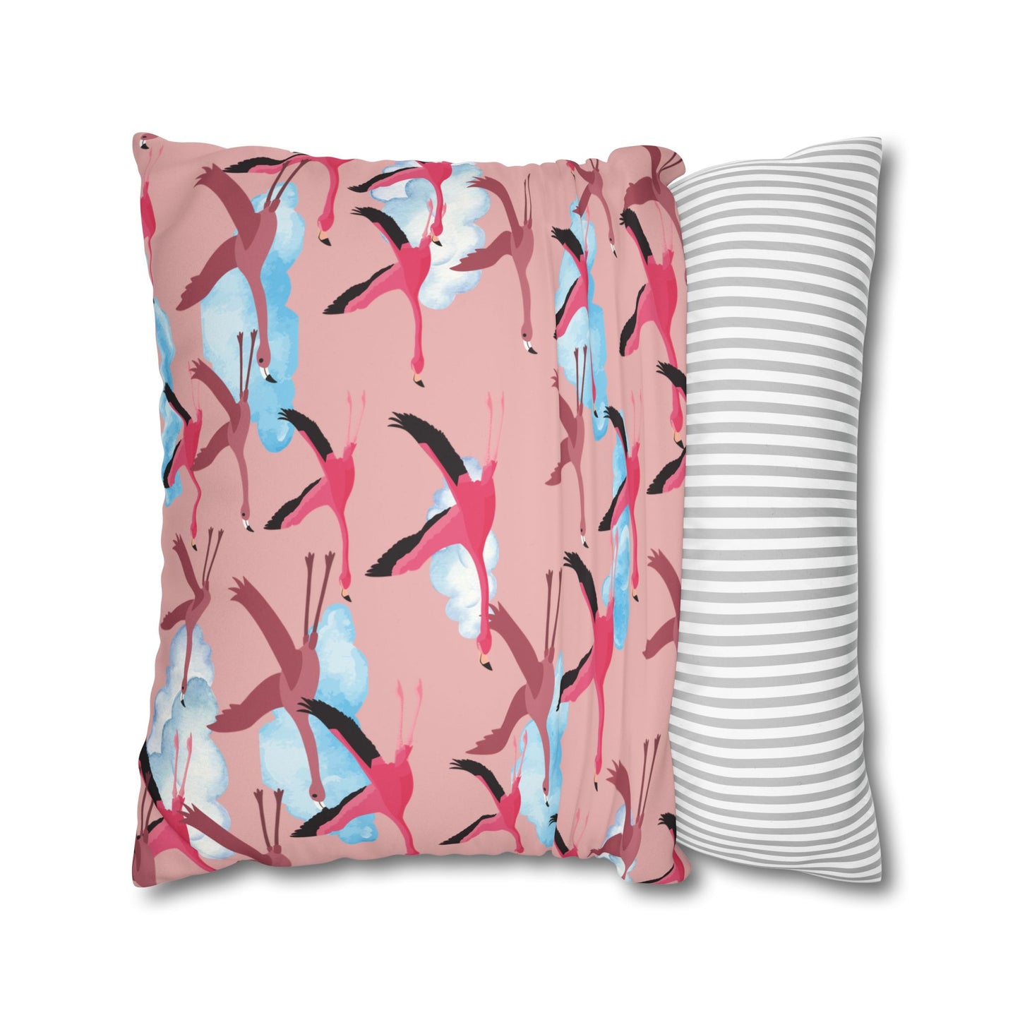 Flying Flamingo Lux Faux Suede Pillow Cover (Dusty Pink) – 18" x 18" & 20" x 20"