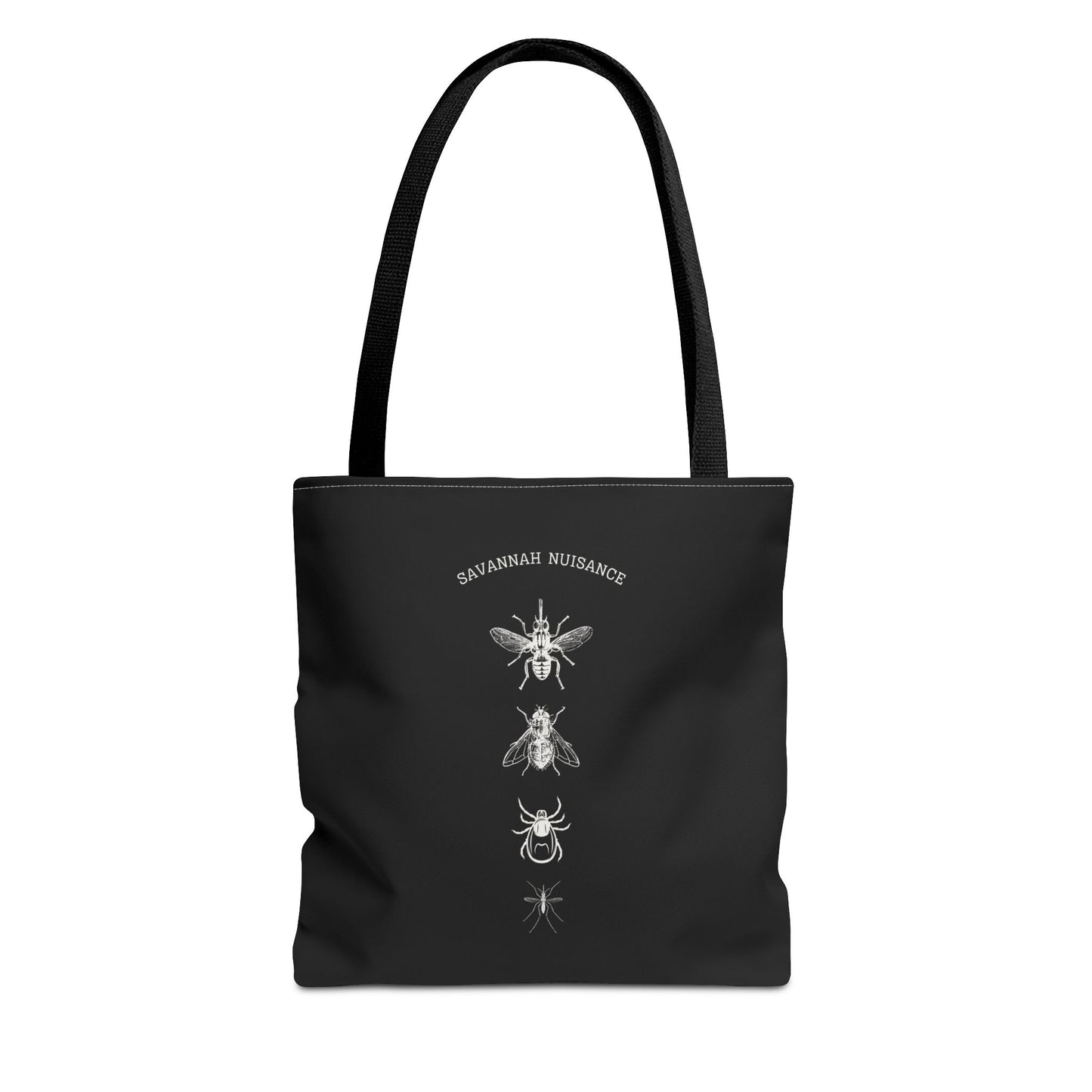 Savannah Nuisance Insect-Themed Tote Bag | Eco-Friendly Reusable Shopping Bag, Bee Lover Gift, Nature Enthusiast Accessory, Black AOP