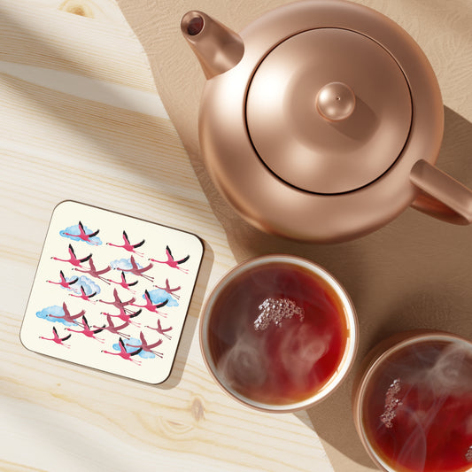 Coaster - Flying Flamingo Print (Ivory)