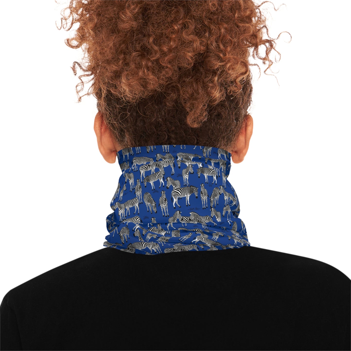 Colorful Lightweight Neck Gaiter with Zebra Herd Design (Blue), Outdoor Accessory, Unique Gift, Hiking Gear, Nature-Themed Scarf