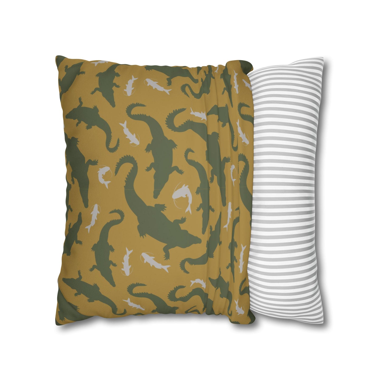 Crocodile Float Lux Faux Suede Throw Pillow Cover – 18" x 18" & 20" x 20"