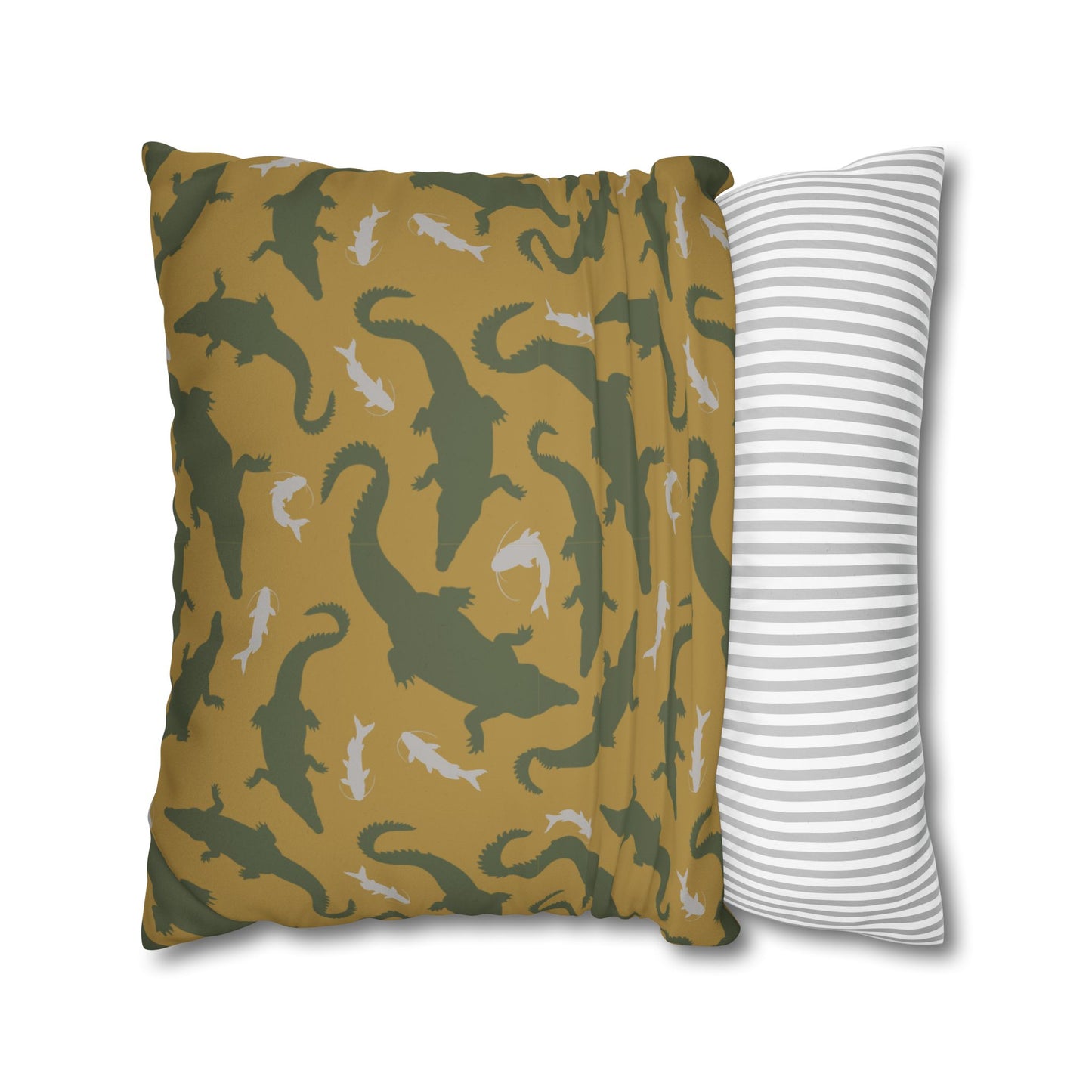 Crocodile Float Lux Faux Suede Throw Pillow Cover – 18" x 18" & 20" x 20"