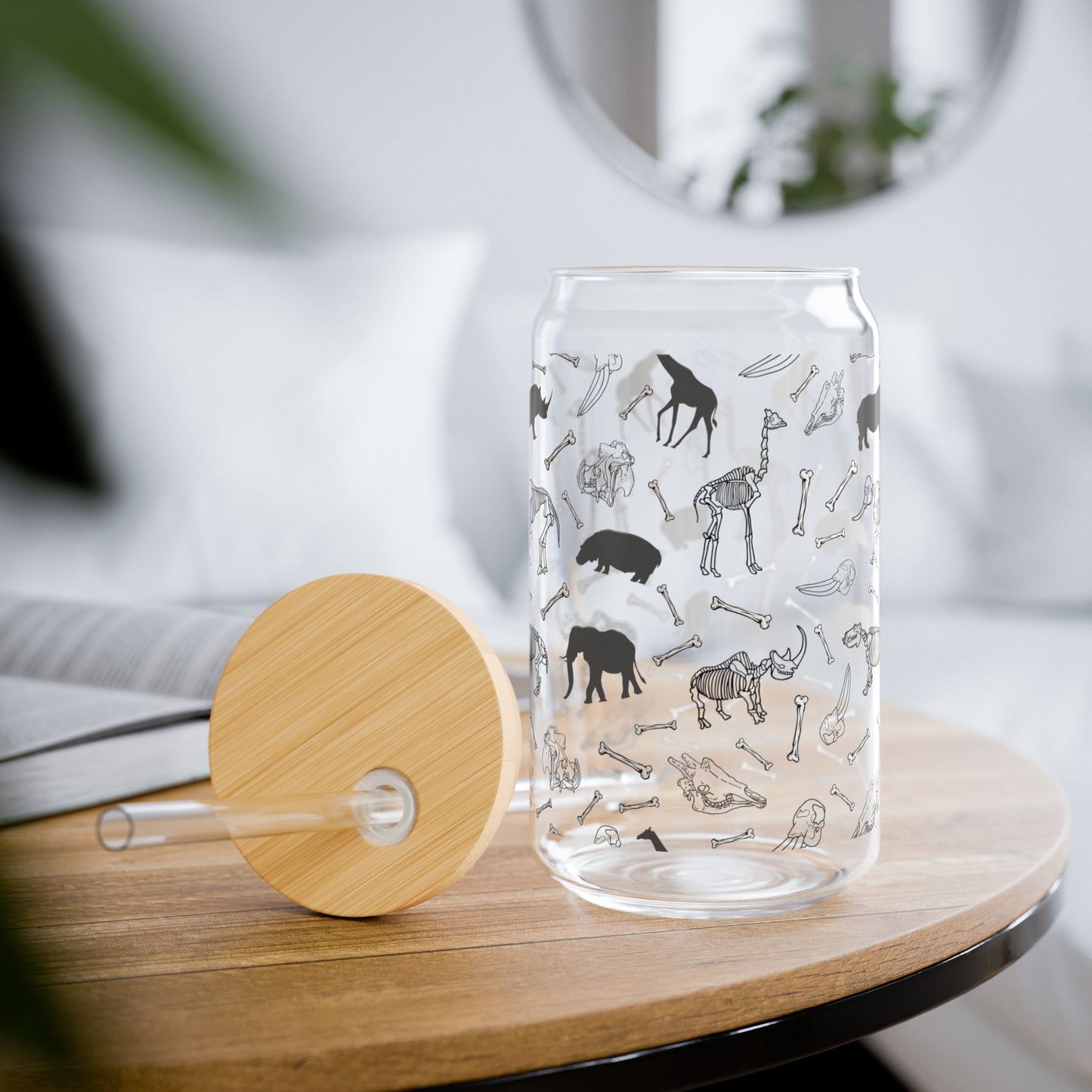 Animal Herbivore Skeleton Sipper Glass, Unique Drinkware for Nature Lovers, Eco-Friendly, Perfect for Gifts, Party Favor, Kids & Adults