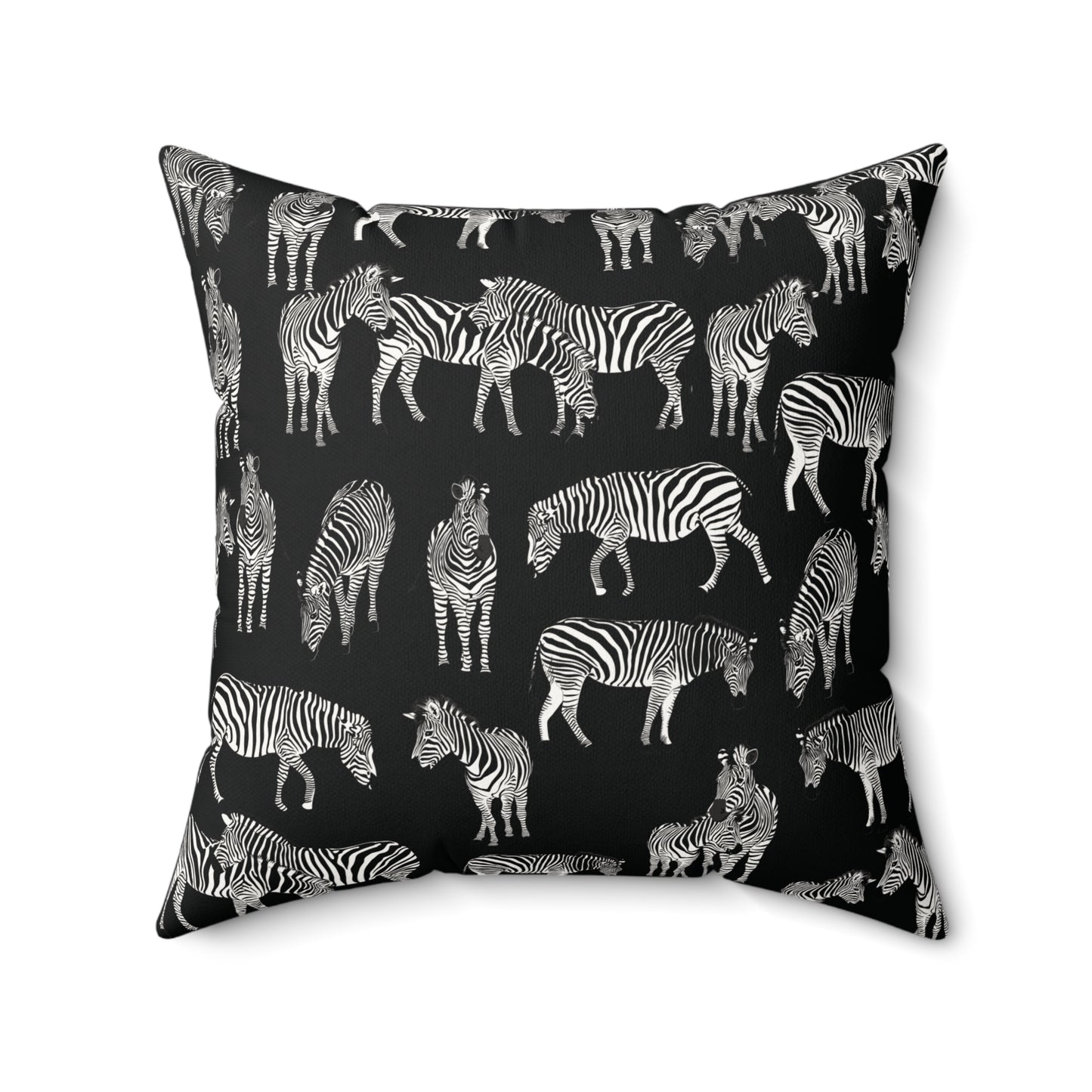 Zebra Herd Print Lux Faux Suede Throw Pillow with Insert - 18 x 18" (Black)