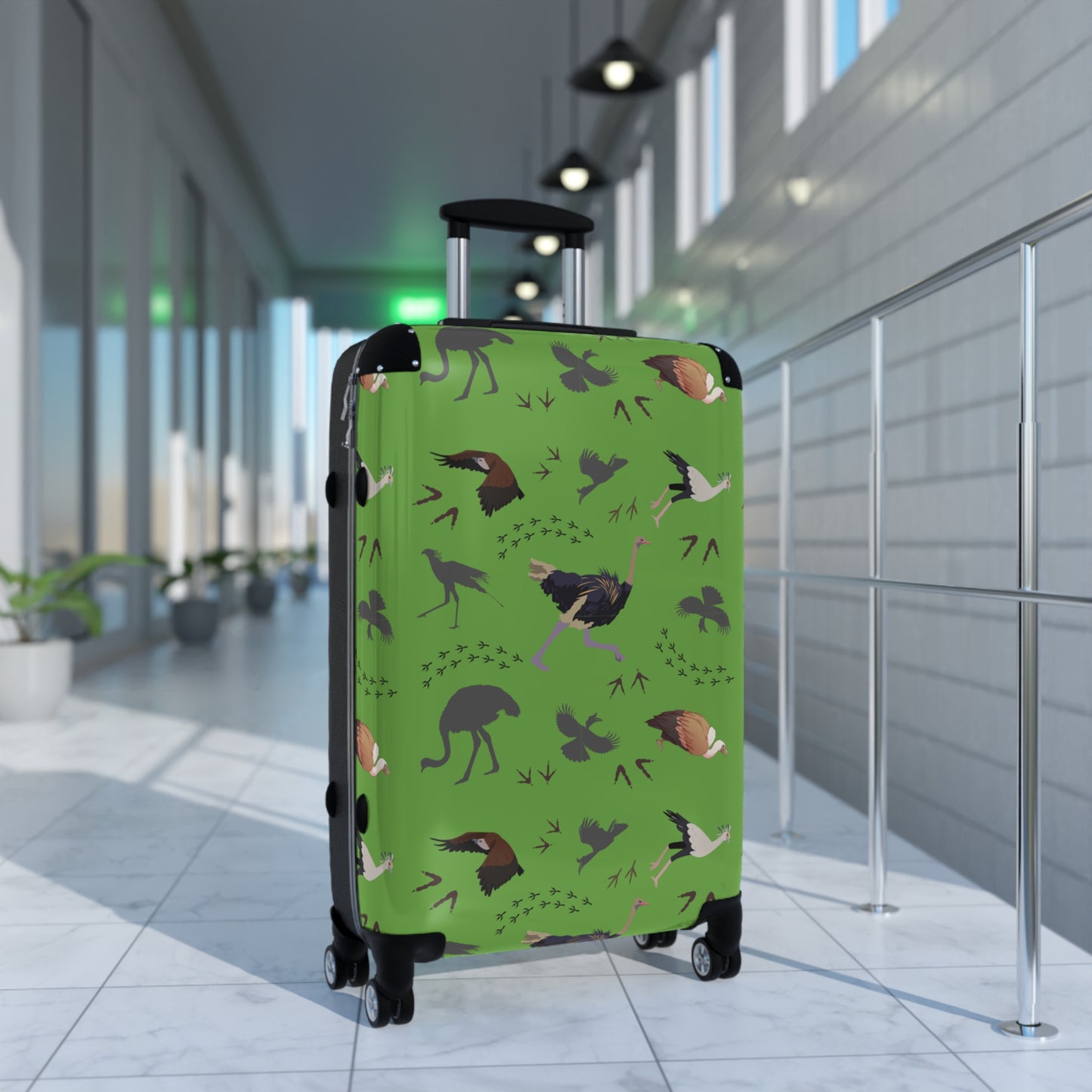 Safari Bird Travel Suitcase with Airplane Design, Luggage for Travelers, Custom Travel Bag, Vacation Essentials, Chic Carry-On