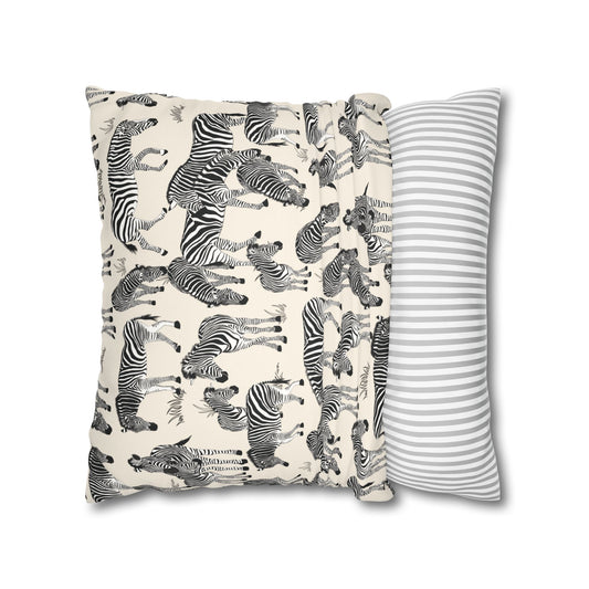 Zebra Herd Lux Faux Suede Throw Pillow Cover – 18" x 18" & 20" x 20"