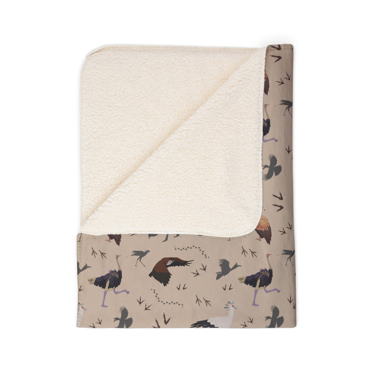 Safari Bird Fleece Sherpa Blanket (Blush Clay)