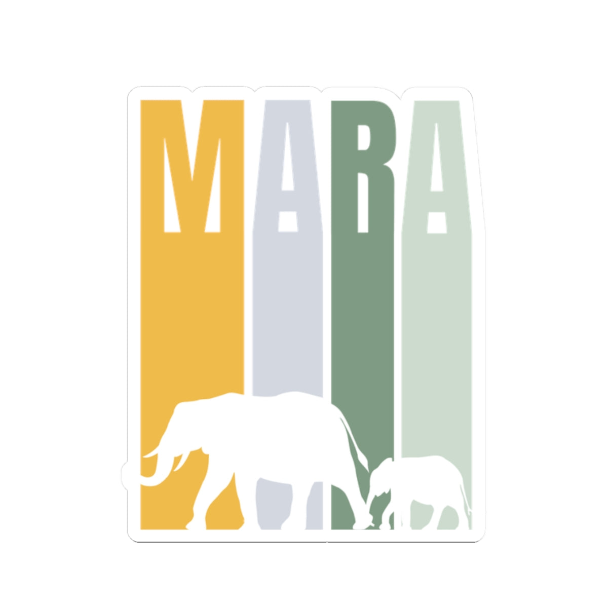 Safari Themed, Mummy and baby Elephants, Masai Mara, Green Yellow, Vibrant Kiss-Cut Stickers for Laptop, Scrapbooking, Gifts, Eco-Friendly Decor, Customizable Designs