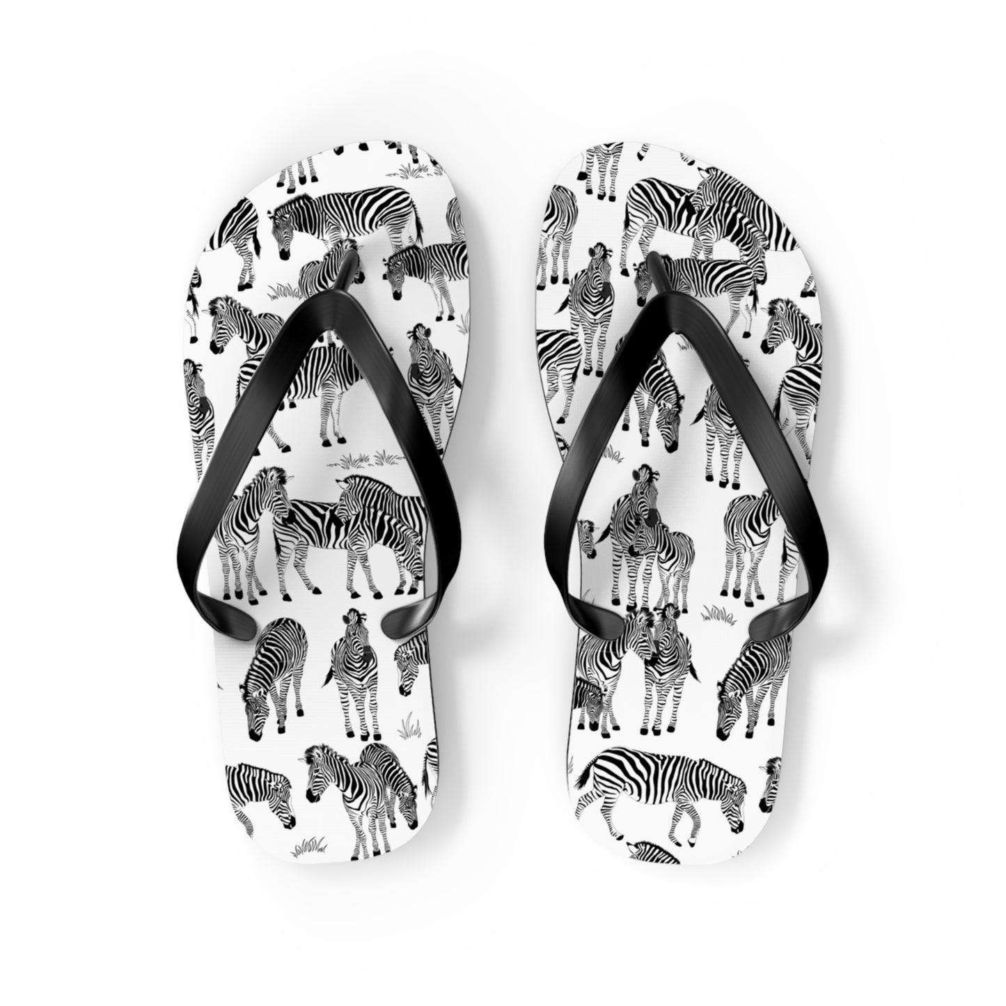 Zebra Print Flip Flops (White), Summer Sandals, Beach Footwear, Vacation Essentials, Gift for Nature Lovers, Cute Outdoor Wear
