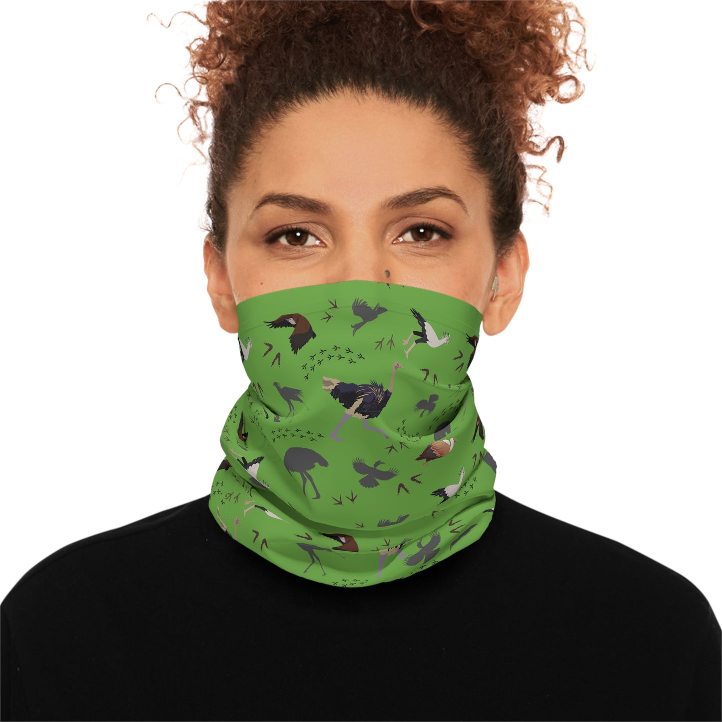 Colorful Lightweight Safari Bird Neck Gaiter with Safari Bird Design (Green), Outdoor Accessory, Unique Gift, Hiking Gear, Nature-Themed Scarf