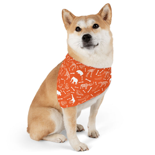 Animal Herbivore Skeleton Pet Bandana Collar for Dogs (Orange), Cute Dog Fashion, Summer Pet Accessory, Gift for Dog Lovers, Dog Birthday Bandana