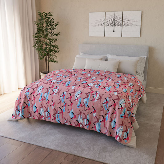 Flamingo Fleece Sherpa Blanket (Dusty Pink)