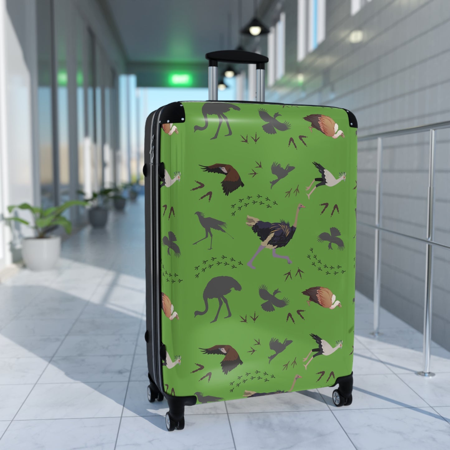 Safari Bird Travel Suitcase with Airplane Design, Luggage for Travelers, Custom Travel Bag, Vacation Essentials, Chic Carry-On