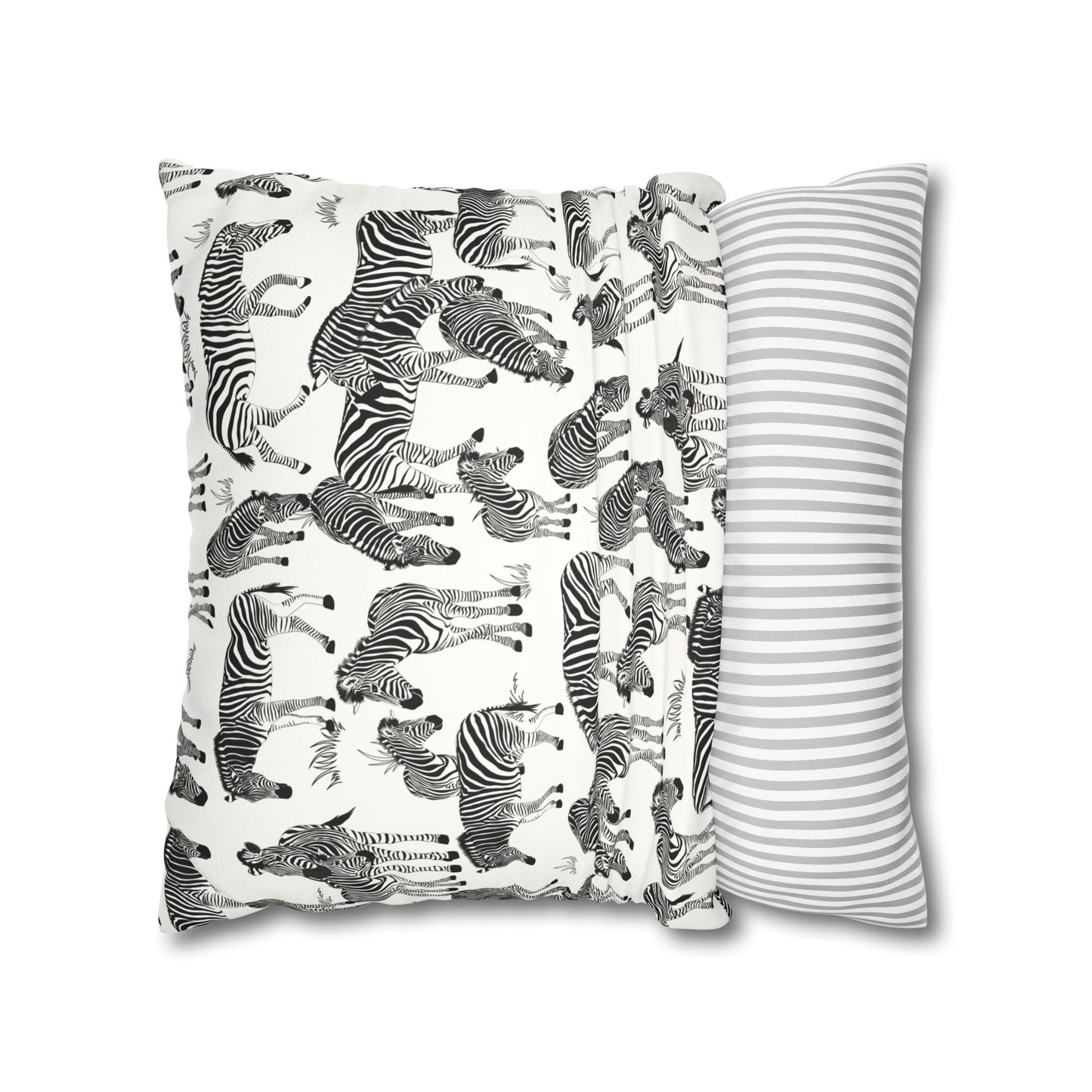 Zebra Herd Lux Faux Suede Throw Pillow Cover – 18" x 18" & 20" x 20" (White)