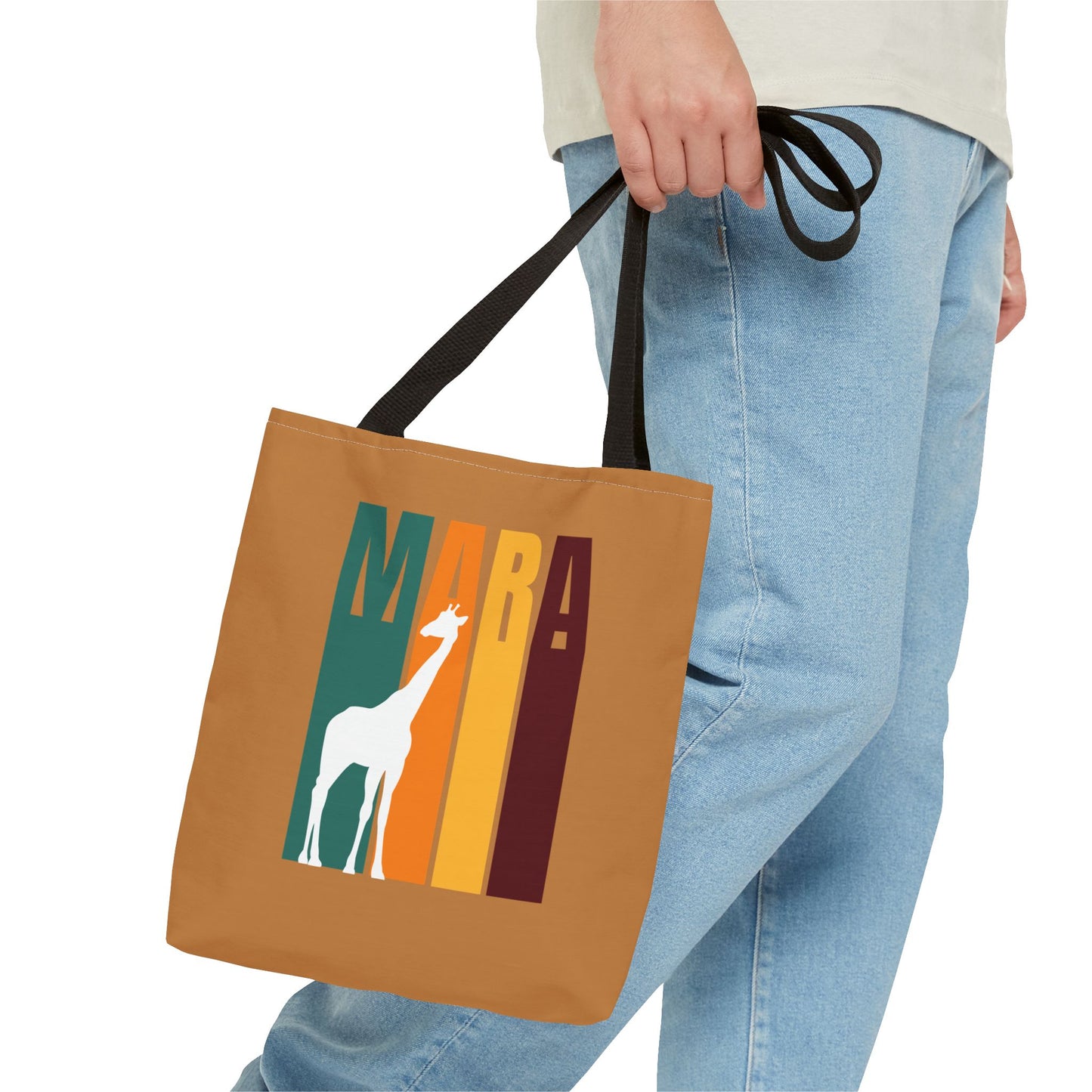 Giraffe Print Tote Bag (Light Brown), Masai Mara Safari, Eco-Friendly Shopping Tote, Stylish Animal Lovers Gift, Casual Handbag, Birthday or Holiday Gift