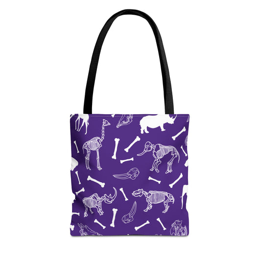 Whimsical Animal Skeletons Tote Bag (Purple), Perfect for Animal Lovers, Halloween, Eco-Friendly Bag, Gift for Pet Owners, Shopping Bag, Halloween Gift
