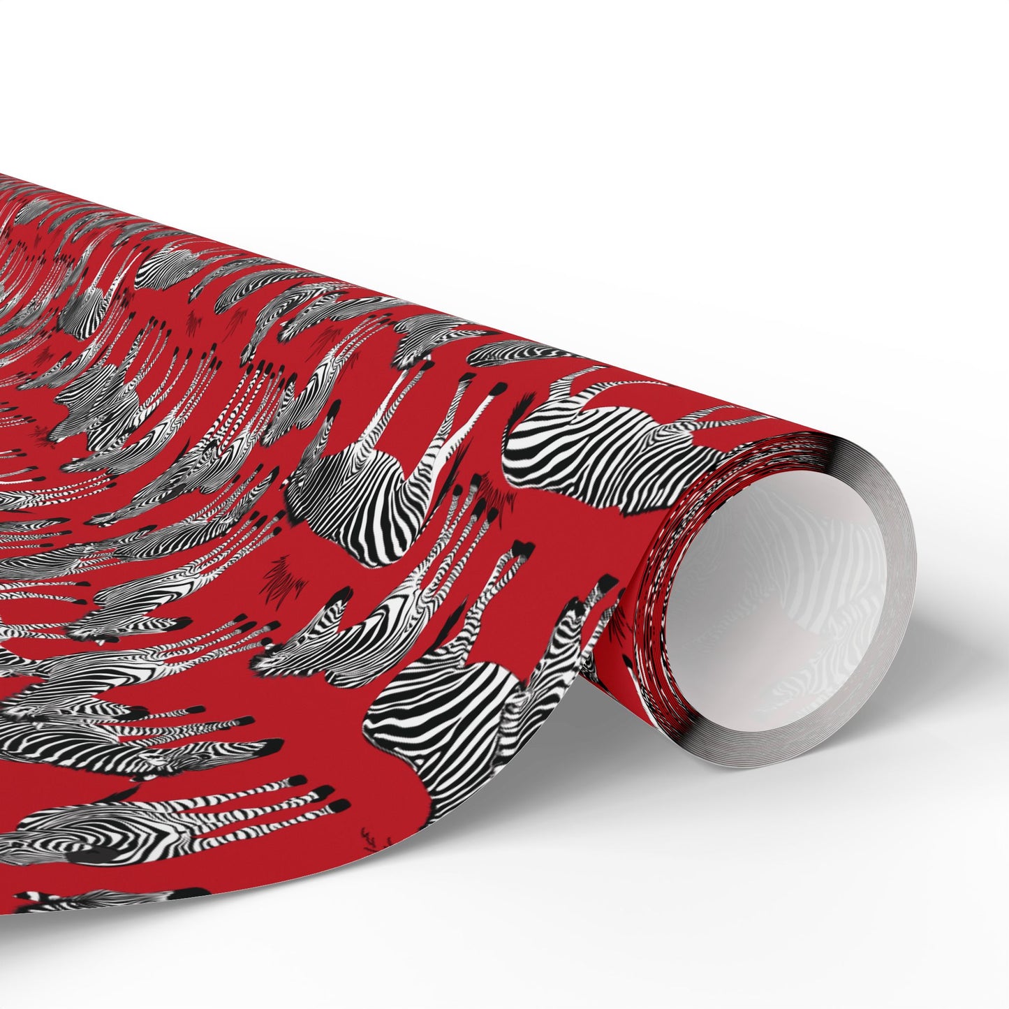 Whimsical Zebra Herd Wrapping Paper (Red)