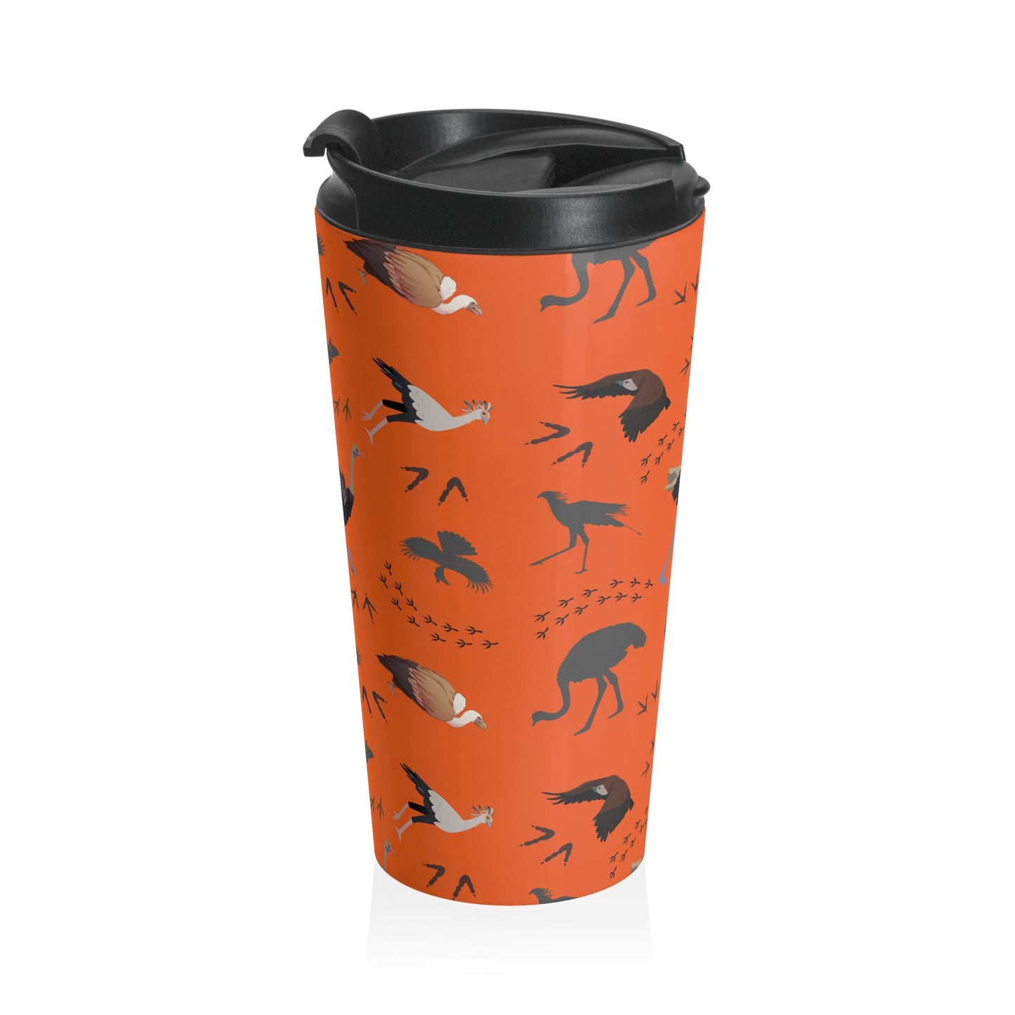 Safari Bird Pattern Stainless Steel Travel Mug (Orange) | Stylish Travel Tumbler | Perfect Gift for Animal Lovers, Nature Enthusiasts, or Travel Junkies