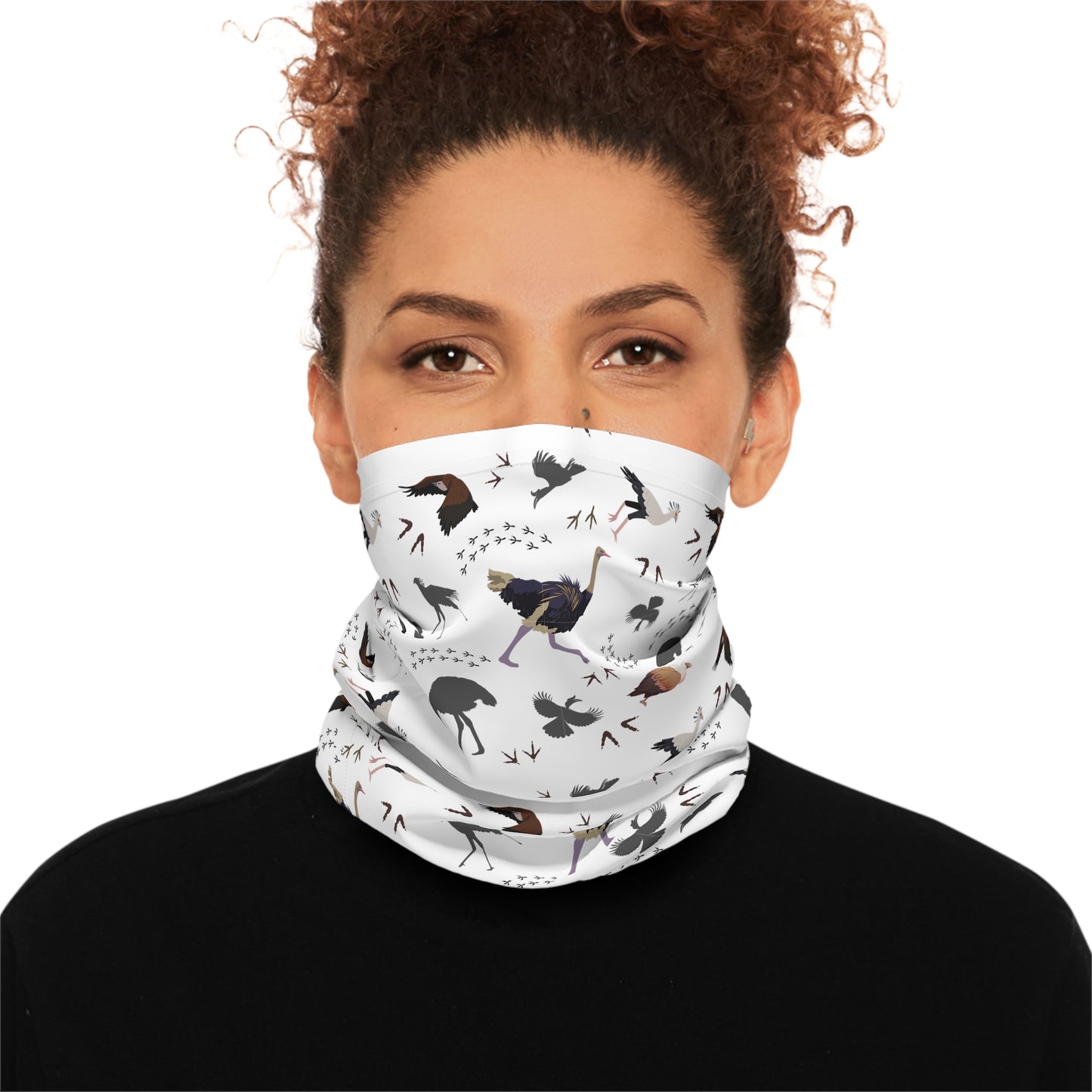 Colorful Lightweight Safari Bird Neck Gaiter with Safari Bird Design (White), Outdoor Accessory, Unique Gift, Hiking Gear, Nature-Themed Scarf