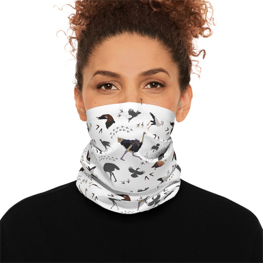Colorful Lightweight Safari Bird Neck Gaiter with Safari Bird Design (White), Outdoor Accessory, Unique Gift, Hiking Gear, Nature-Themed Scarf