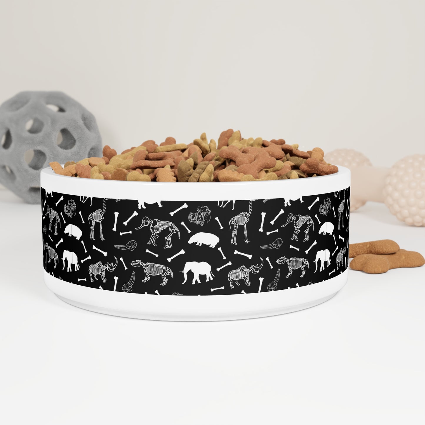Stylish Pet Bowl with Safari Animal Skeleton Pattern, Dog Dish, Cat Bowl, Pet Supplies, Modern Pet Accessories