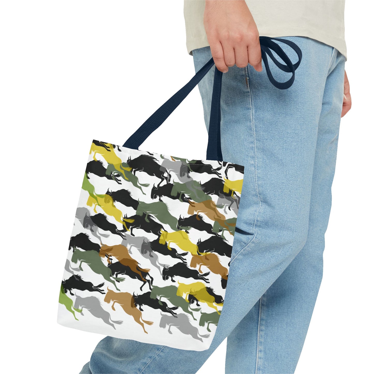 Wildebeest Crossing Tote Bag - White
